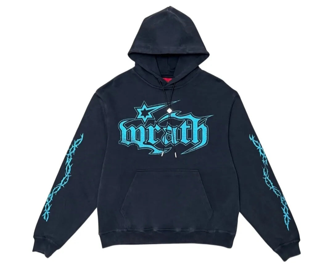 Wrathboy Gods Will Straight/Zipper Stacked Heavyweight Sweatpants Set (Black)