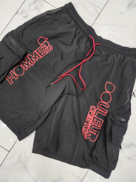 Hudson Black Nylon 4 Zipper Cargo Shorts U