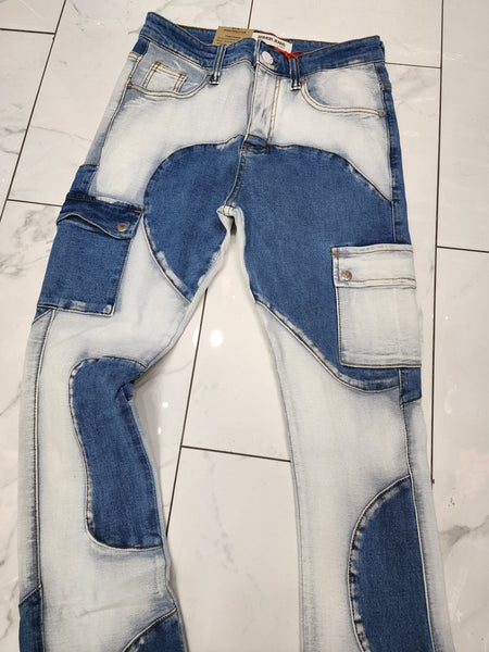Armor Color Block Mid-Rise Stacked Medium Blue Jeans