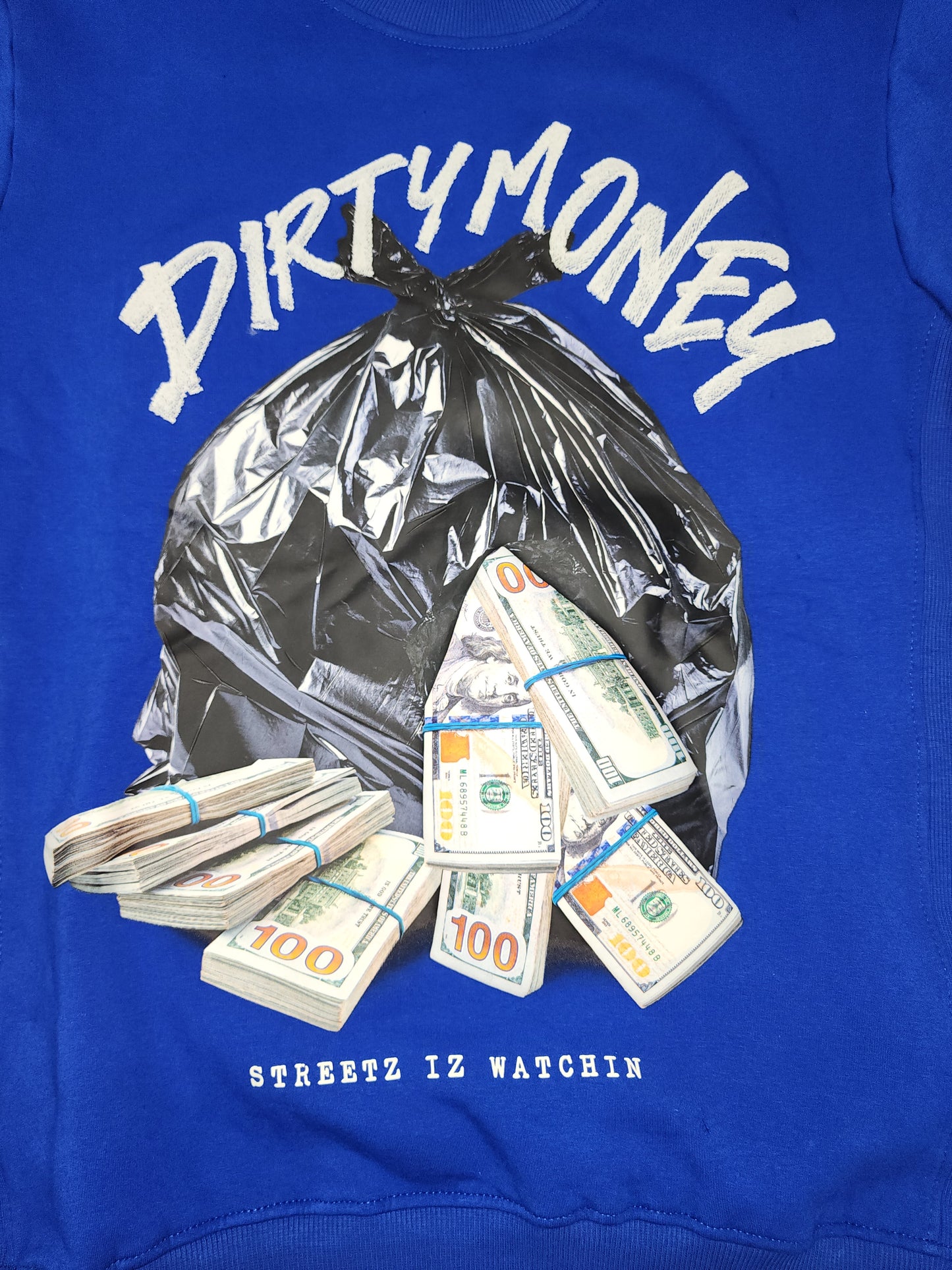 Streetz Iz Watchin Dirty Money Royal Blue Sweater U