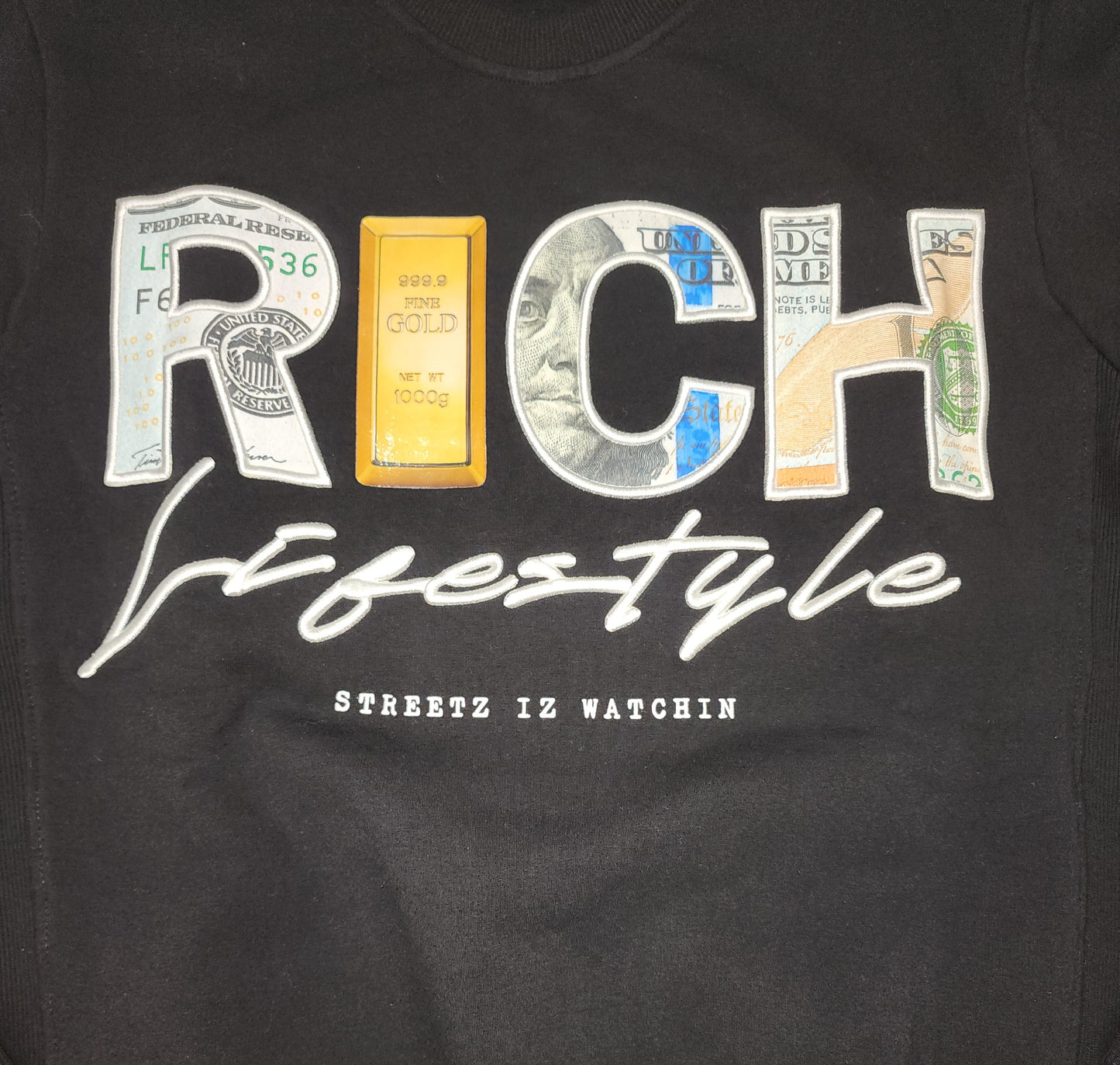 Streetz Iz Watchin Rich Lifestyle Black Sweater U