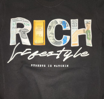 Streetz Iz Watchin Rich Lifestyle Black Sweater U