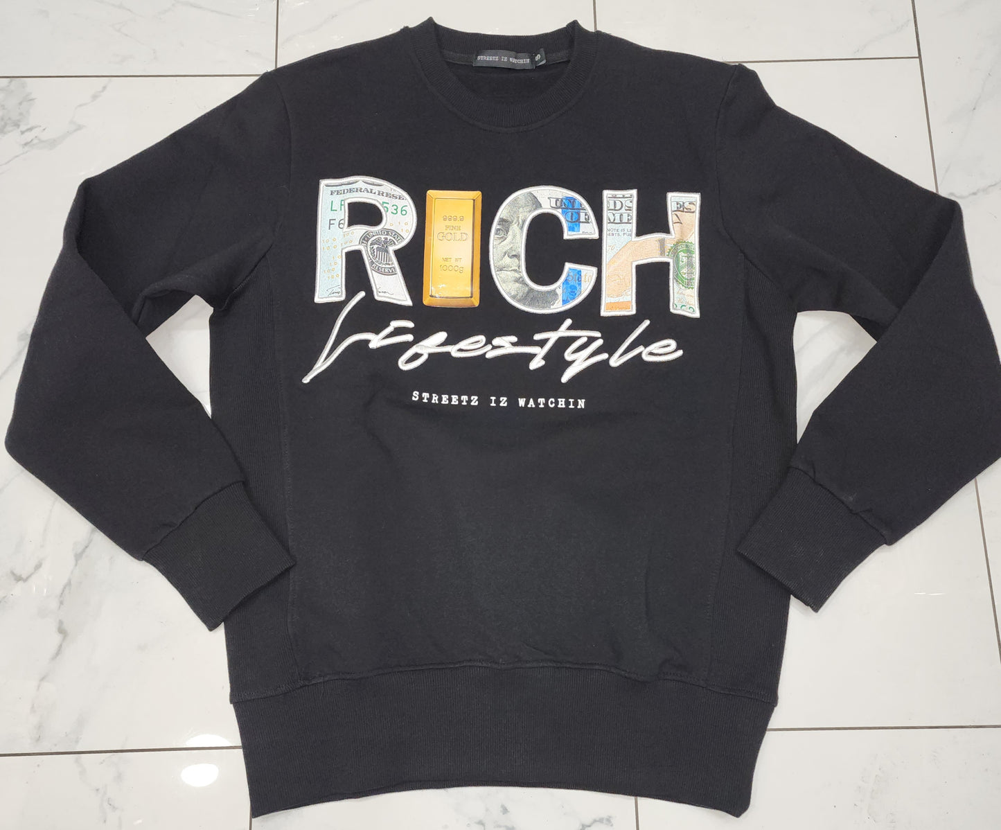 Streetz Iz Watchin Rich Lifestyle Black Sweater U