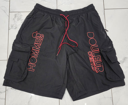 Hudson Black Nylon 4 Zipper Cargo Shorts U