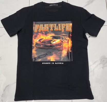 Streetz Iz Watchin Fast Life T-Shirt (Black) U