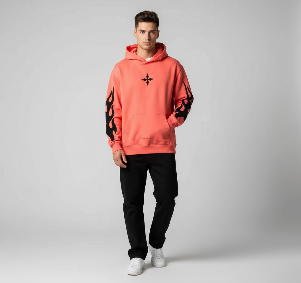 Vie Riche 200 MPH Club Orange Hoodie w/Embroidery on Sleeves & Chest U