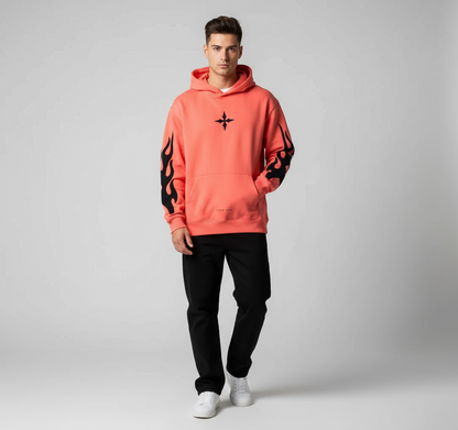 Vie Riche 200 MPH Club Orange Hoodie w/Embroidery on Sleeves & Chest U