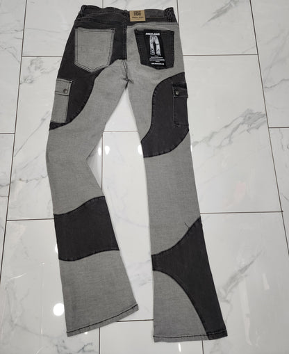 Armor Color Block Mid-Rise Stacked Light Grey Jeans U