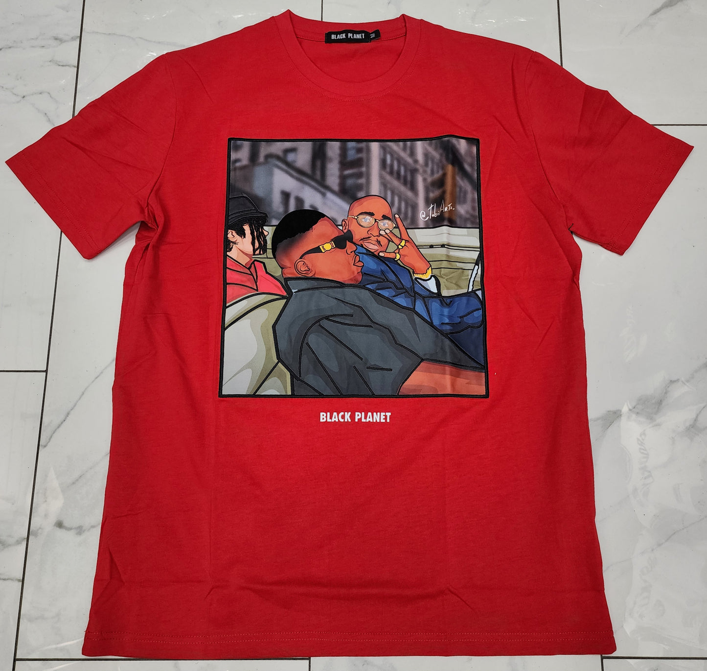 Black Planet Red Biggie x 2Pac x Michael Jackson Cruising T-Shirt U