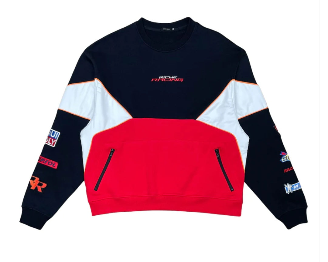 Vie Riche Spade Moto Crewneck Sweater w/Patches U