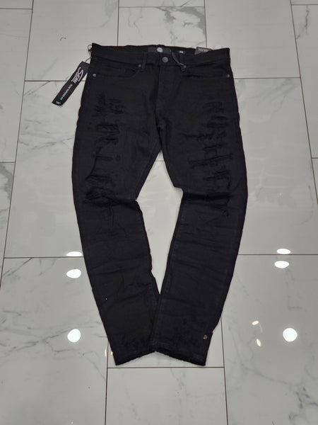 Jordan Craig Sean Fit Shredded and Crinkled Slim Tapered Fit Black Jeans