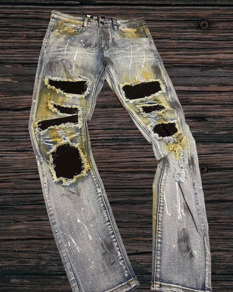 Waiema Skinny Fit Light Blue Dye w/Studs Jeans