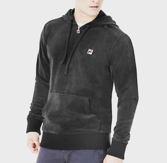 Half Zip Velour Fila Hoody (Grey)