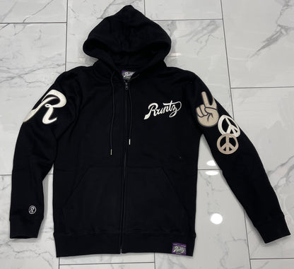 Peace, Love, Runtz Zip Down Embroidered and Patch Hoodie