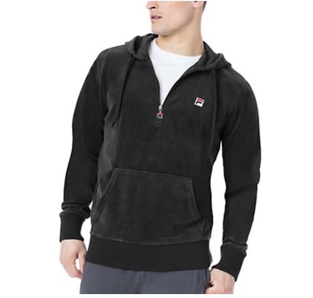 Half Zip Velour Fila Hoody (Black) U