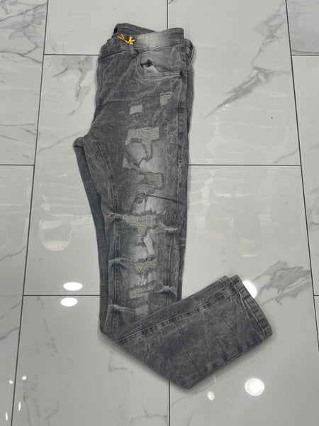 M. Society Grey Wash Ripped Skinny Fit Jeans