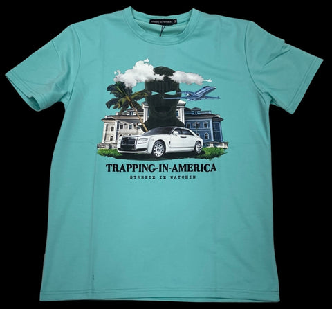 Streetz Iz Watchin Mint Trapping In America T-Shirt