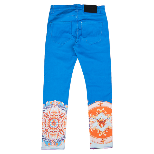 Vie Riche Baroque Print Denim Pants