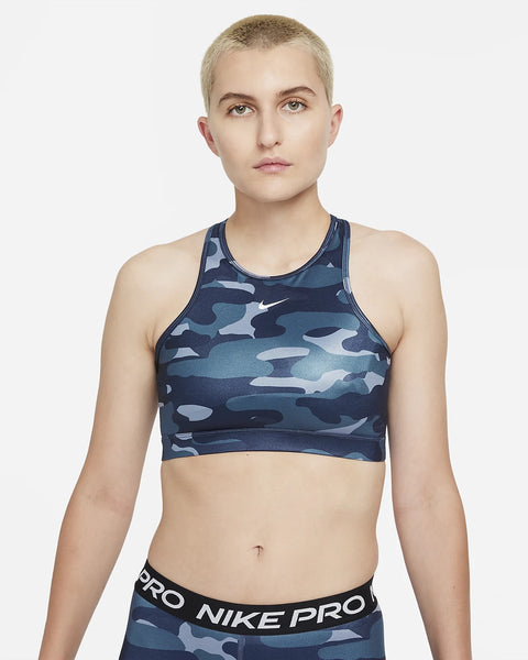 Nike Dri-FIT Swoosh Women’s Medium-Support 1-Piece Pad High-Neck Sports Bra w/ Nike Dri-FIT One Women's Mid-Rise Camo Leggings