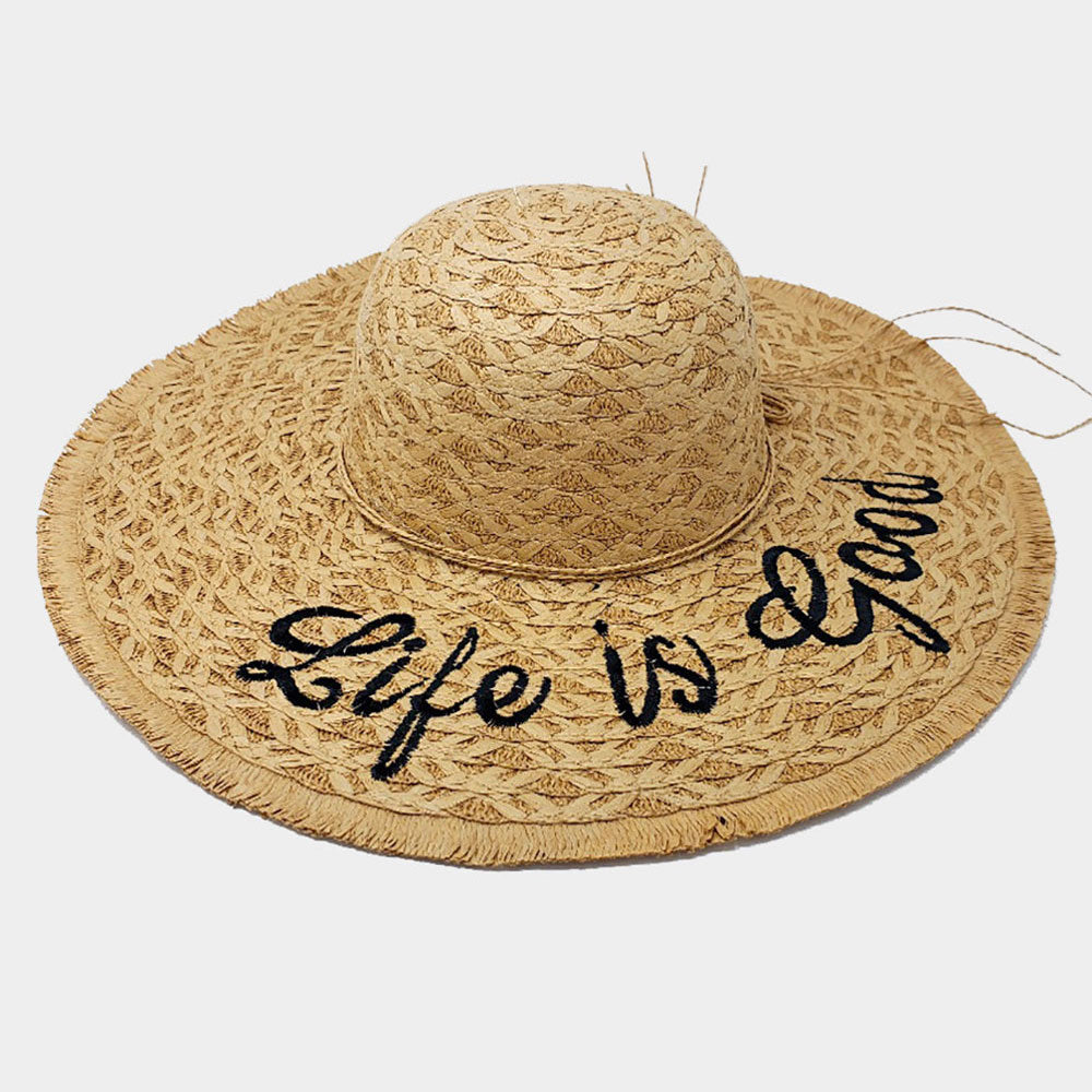 Life is Good Straw Floppy Sun Hat