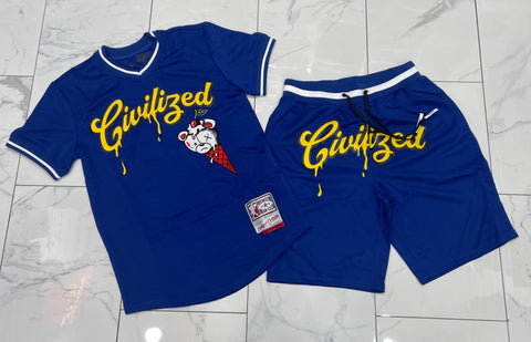 Civilized Royal Blue Legendary Baseball Short Set