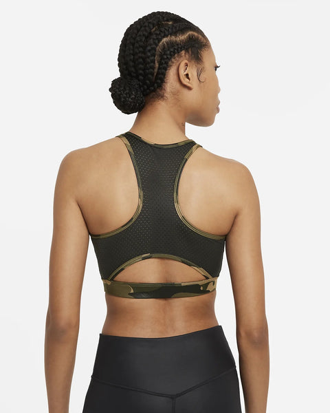 Nike Dri-FIT Swoosh Women’s Medium-Support 1-Piece Pad High-Neck Sports Bra w/ Nike Dri-FIT One Women's Mid-Rise Camo Leggings
