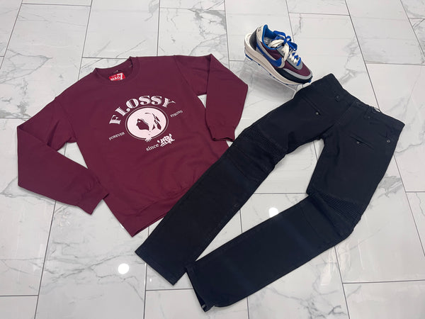 Burgundy Flossy Crewneck