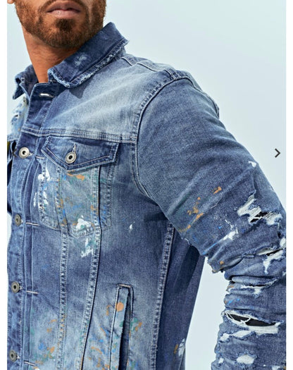 Jordan Craig Parisian Denim Trucker Jacket (Blue) U