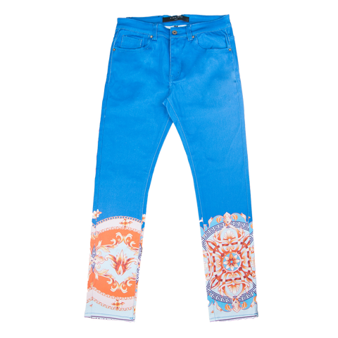 Vie Riche Baroque Print Denim Pants