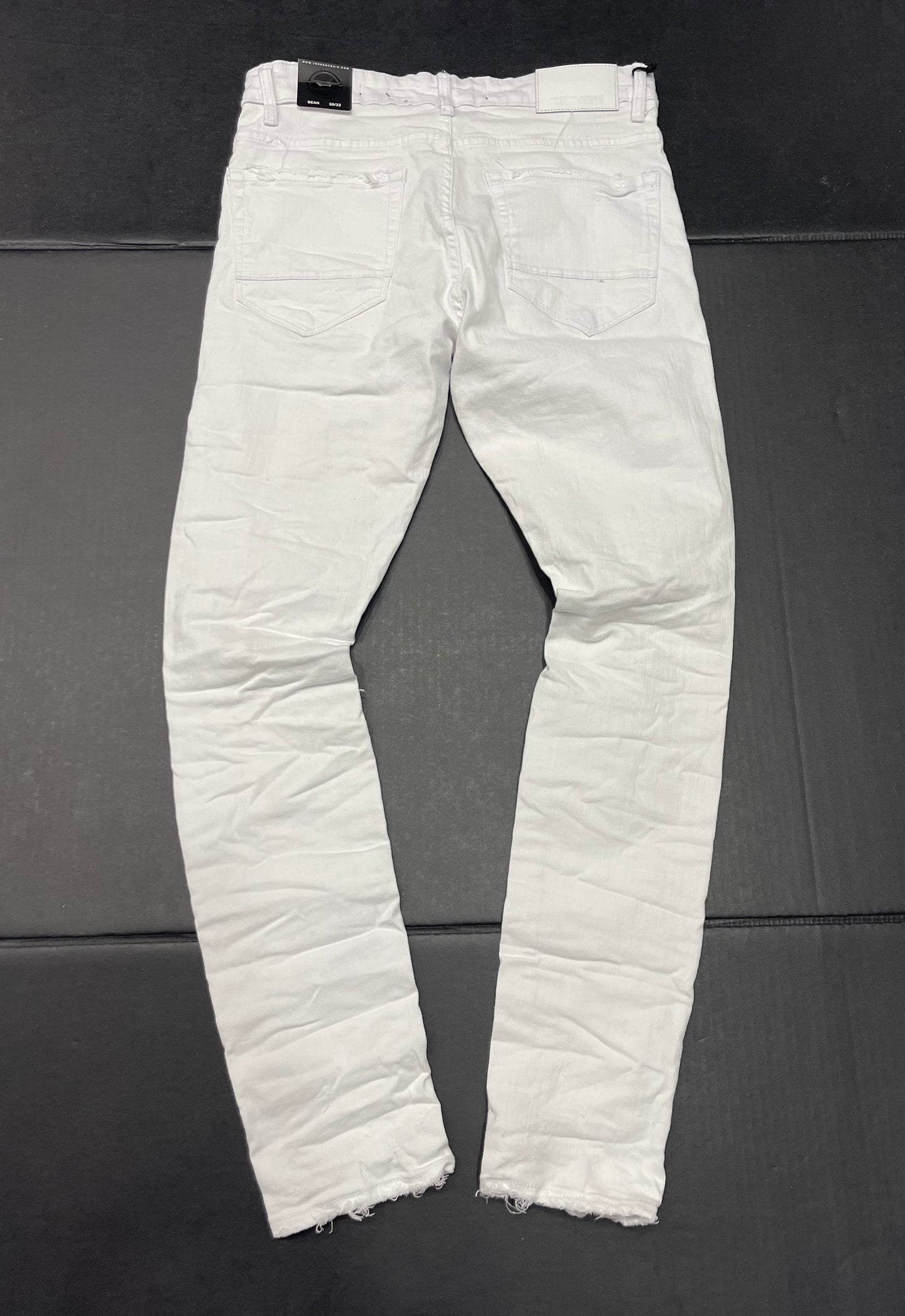Jordan Craig Sean Fit Shredded and Crinkled Slim Tapered Fit White Jeans
