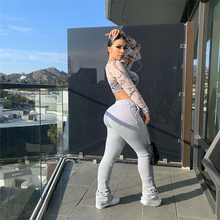Moe Stacked Sweatpants (Grey) (FINAL SALE) U
