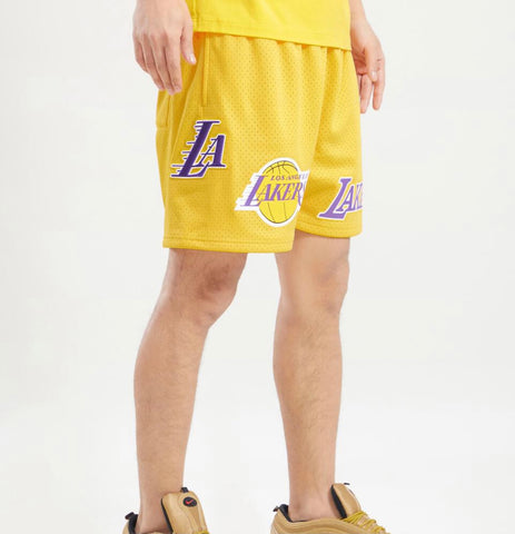 Pro Standard Los Angeles Lakers Yellow Mesh Shorts