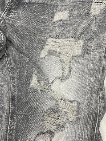 M. Society Grey Wash Ripped Skinny Fit Jeans