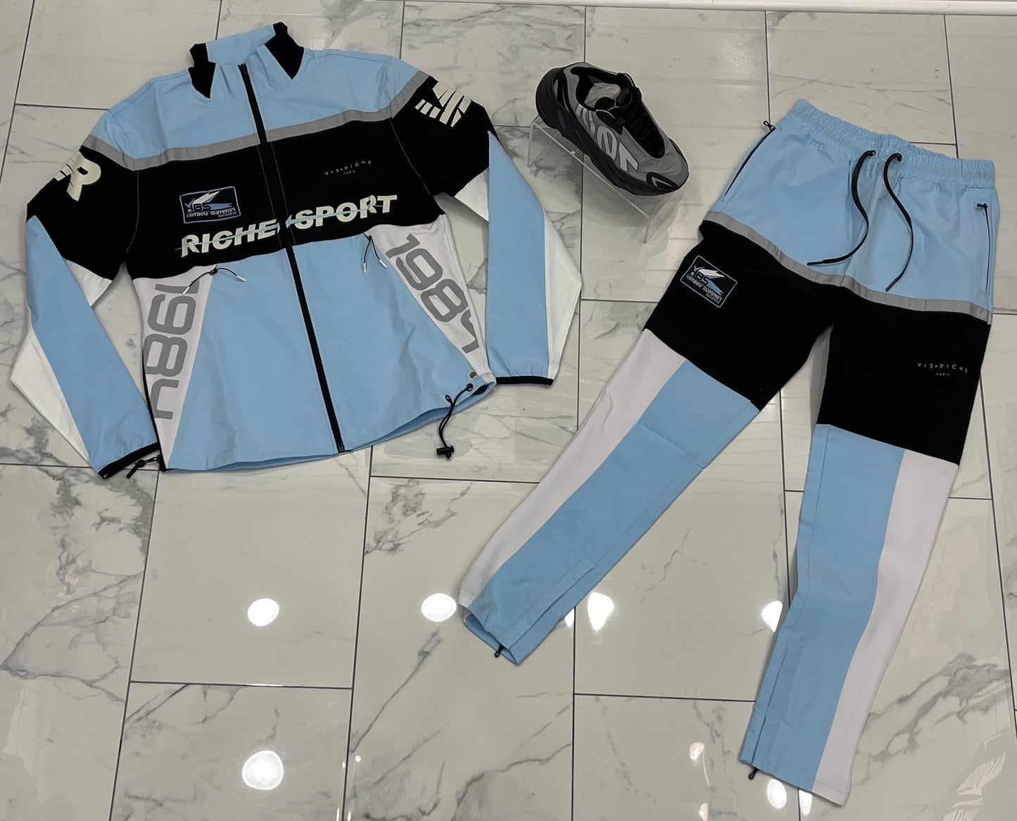 Vie Riche Lightweight Nylon Race Track Jacket + Race Track Pants U