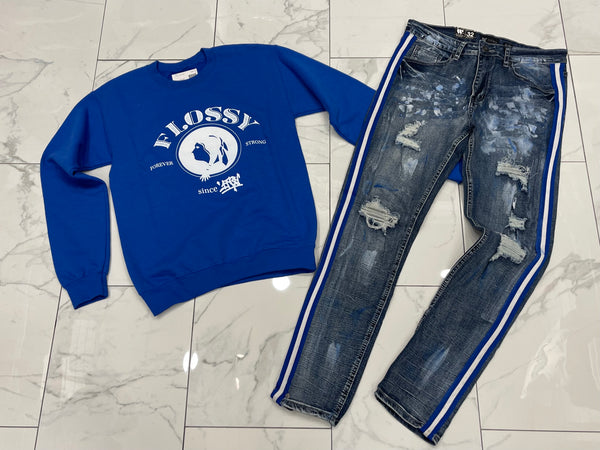 Royal Blue Flossy Crewneck U