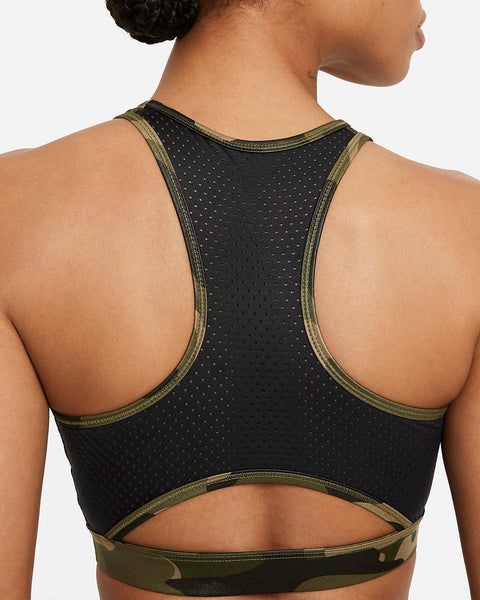 Nike Dri-FIT Swoosh Women’s Medium-Support 1-Piece Pad High-Neck Sports Bra w/ Nike Dri-FIT One Women's Mid-Rise Camo Leggings