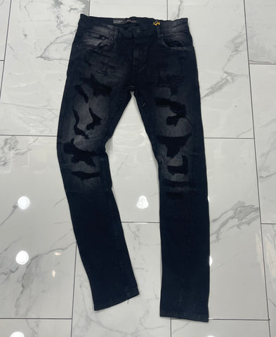 M. Society Black Wash Ripped Skinny Fit Jeans