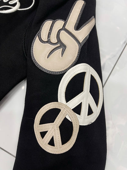 Peace, Love, Runtz Zip Down Embroidered and Patch Hoodie