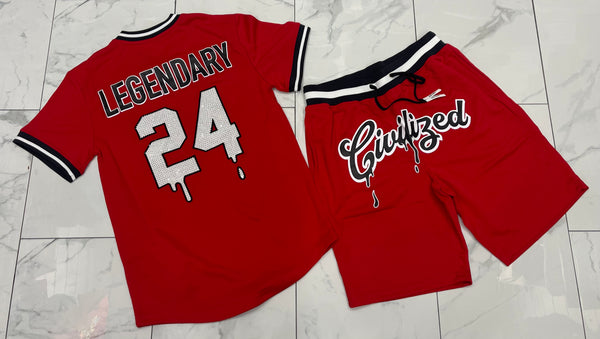 Civilized Red Legendary Baseball Short Set U