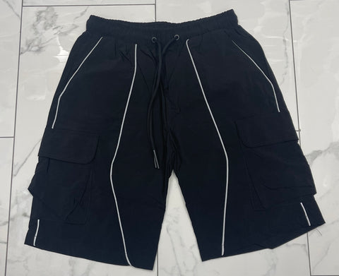 American Stitch Windbreaker Nylon 6 Inch Reflecting Piping Shorts (Black)