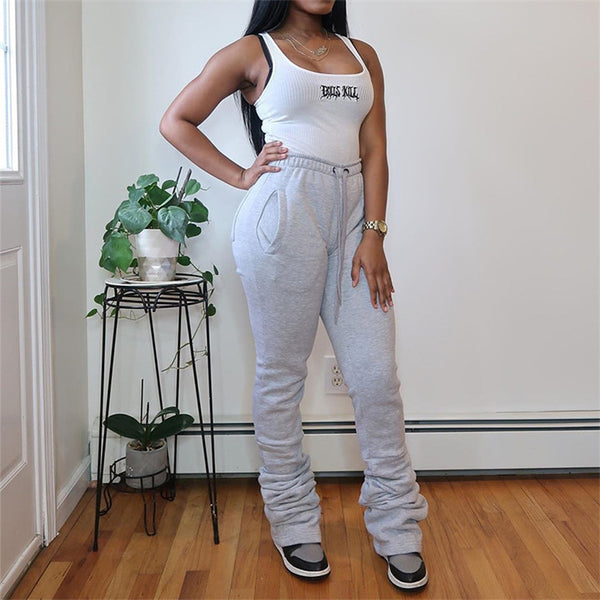 Moe Stacked Sweatpants (Grey) (FINAL SALE) U
