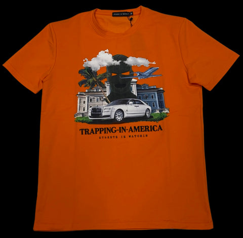 Streetz Iz Watchin Orange Trapping In America T-Shirt