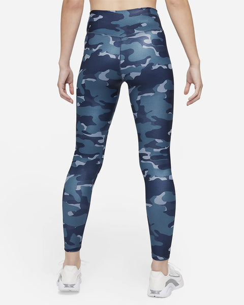 Nike Dri-FIT Swoosh Women’s Medium-Support 1-Piece Pad High-Neck Sports Bra w/ Nike Dri-FIT One Women's Mid-Rise Camo Leggings